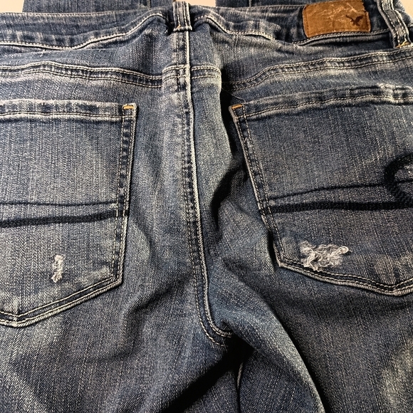 2/$30 Light Blue AMERICAN EAGLE Boyfriend Jeans Grunge Distressed Rips (#469) - Picture 4 of 6